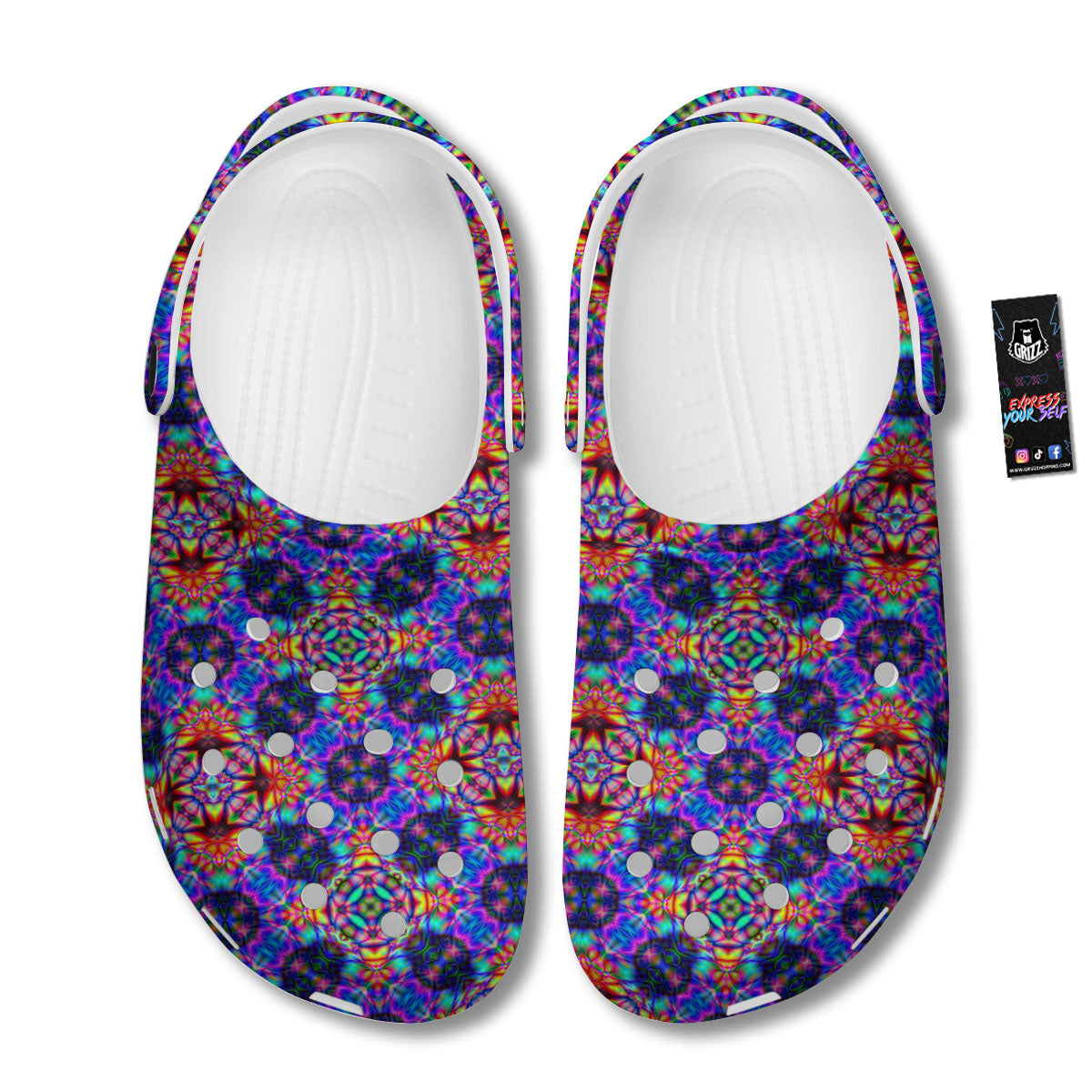 Kaleidoscope Rainbow Print Pattern Clog-grizzshop