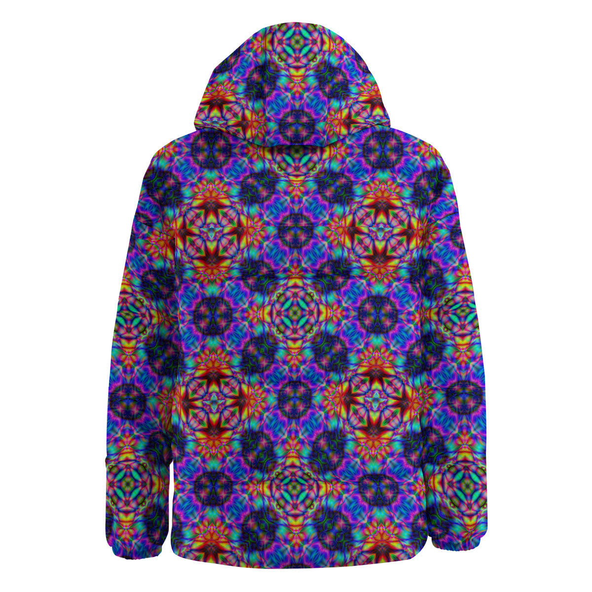 Kaleidoscope Rainbow Print Pattern Down Jacket-grizzshop