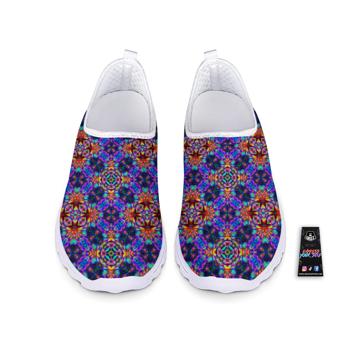 Kaleidoscope Rainbow Print Pattern Nurse Shoes-grizzshop