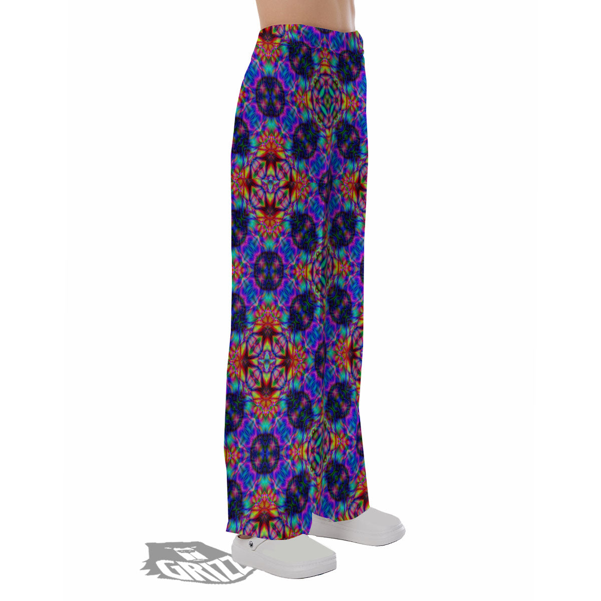 Kaleidoscope Rainbow Print Pattern Pajama Pants-grizzshop