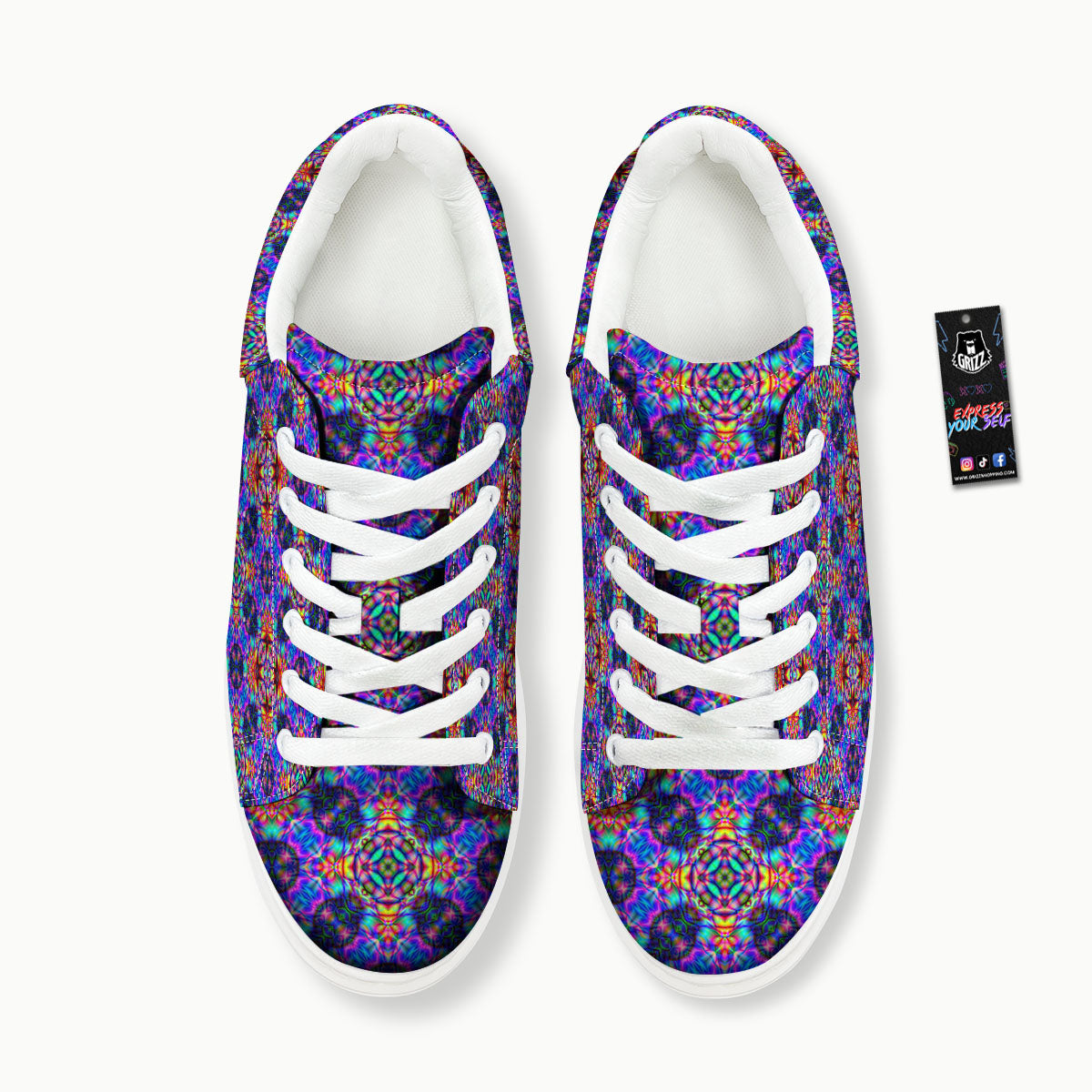 Kaleidoscope Rainbow Print Pattern Platform Shoes-grizzshop