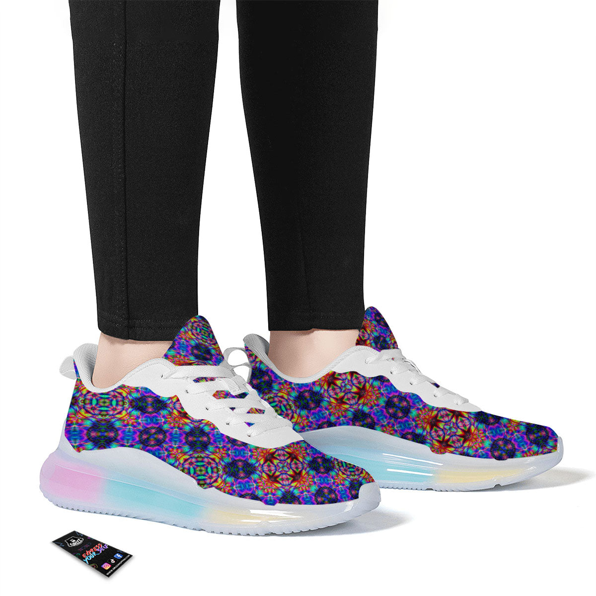 Kaleidoscope Rainbow Print Pattern Running Sneakers-grizzshop
