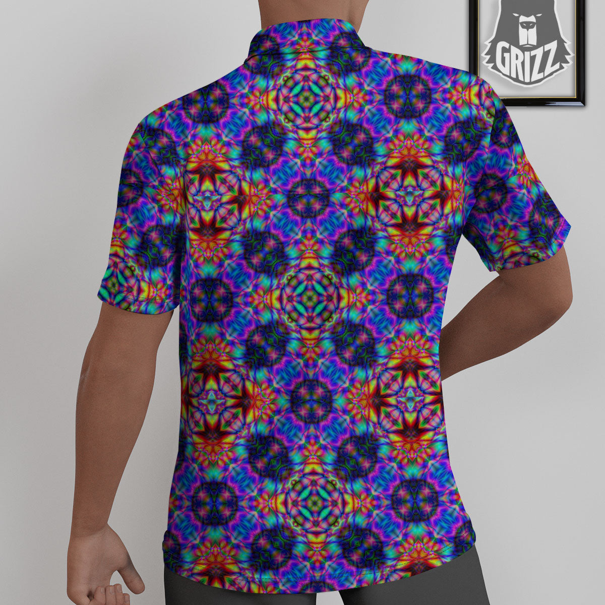 Kaleidoscope Rainbow Print Pattern Untucked Shirts-grizzshop