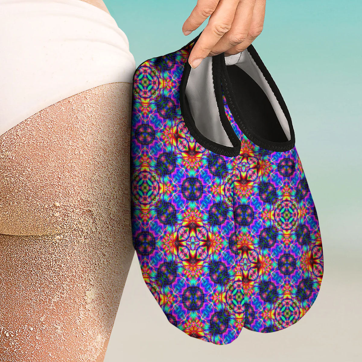 Kaleidoscope Rainbow Print Pattern Water Shoes-grizzshop