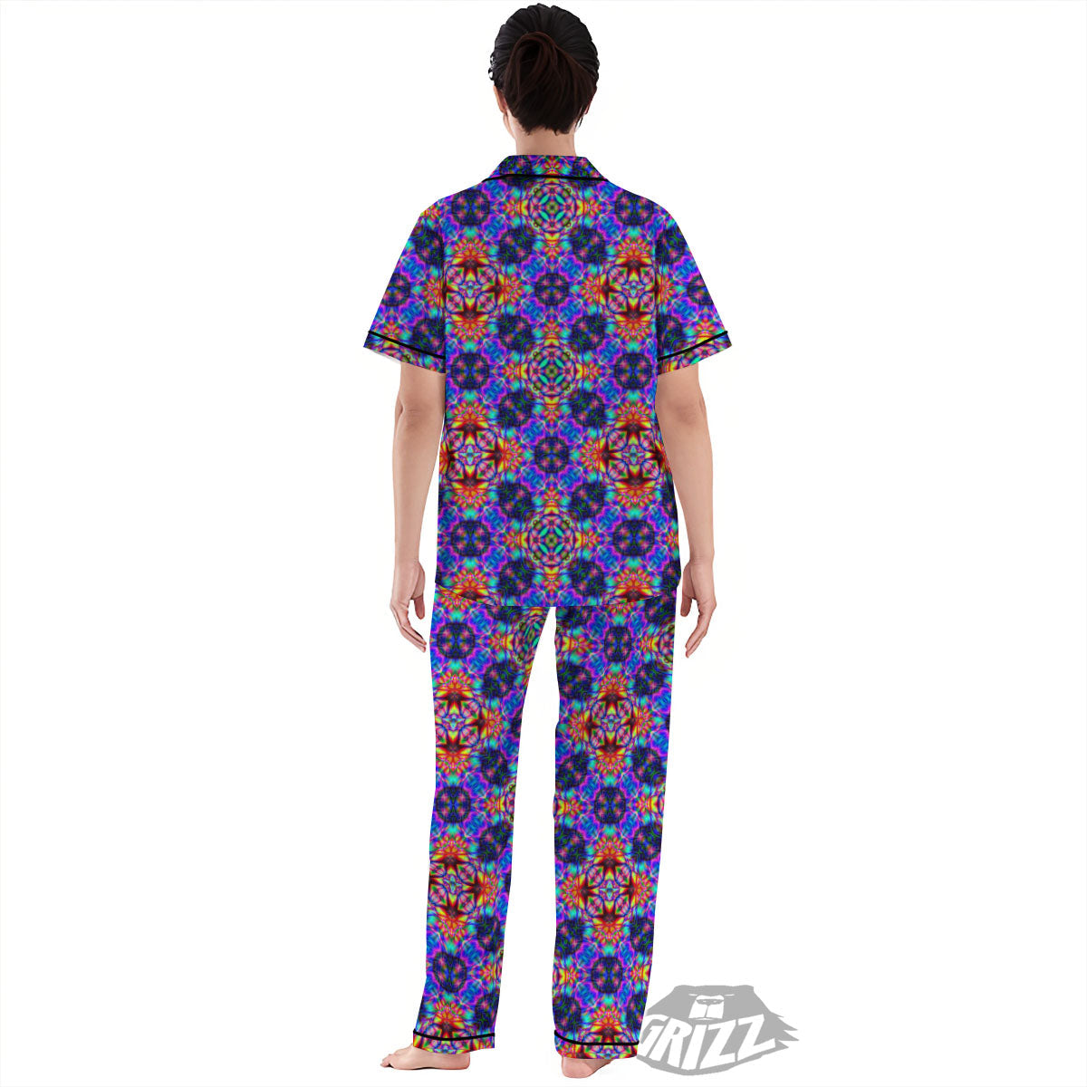 Kaleidoscope Rainbow Print Pattern Women's Pajamas Set-grizzshop