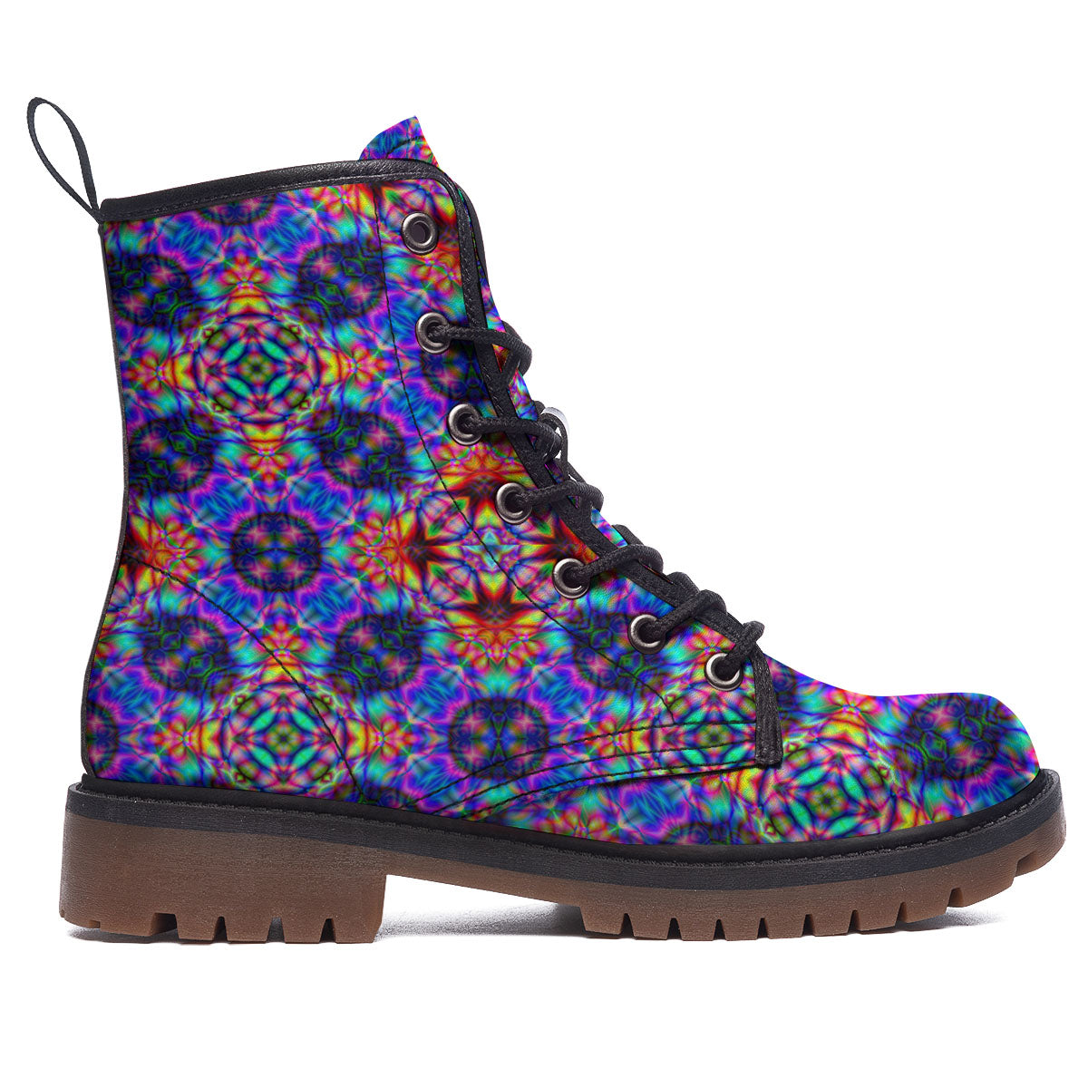 Kaleidoscope Rainbow Print Pattern Work Boots-grizzshop