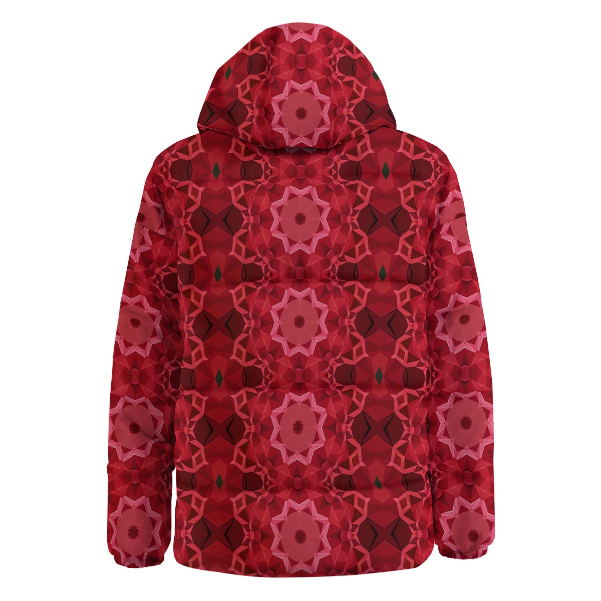 Kaleidoscope Red Print Pattern Down Jacket-grizzshop