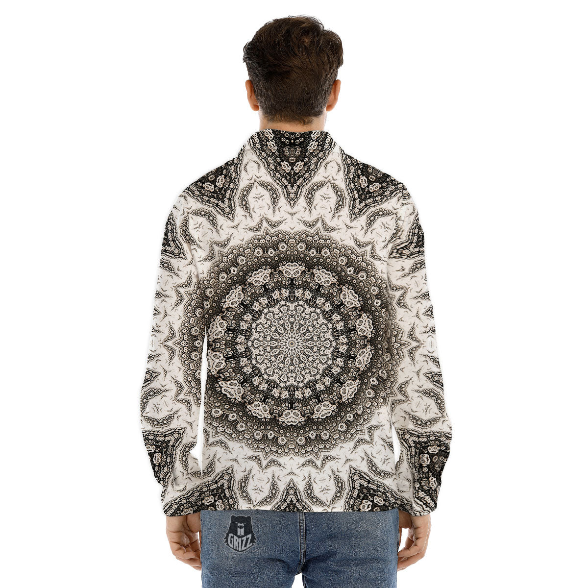 Kaleidoscope Red Print Pattern Men's Dress Shirts-grizzshop