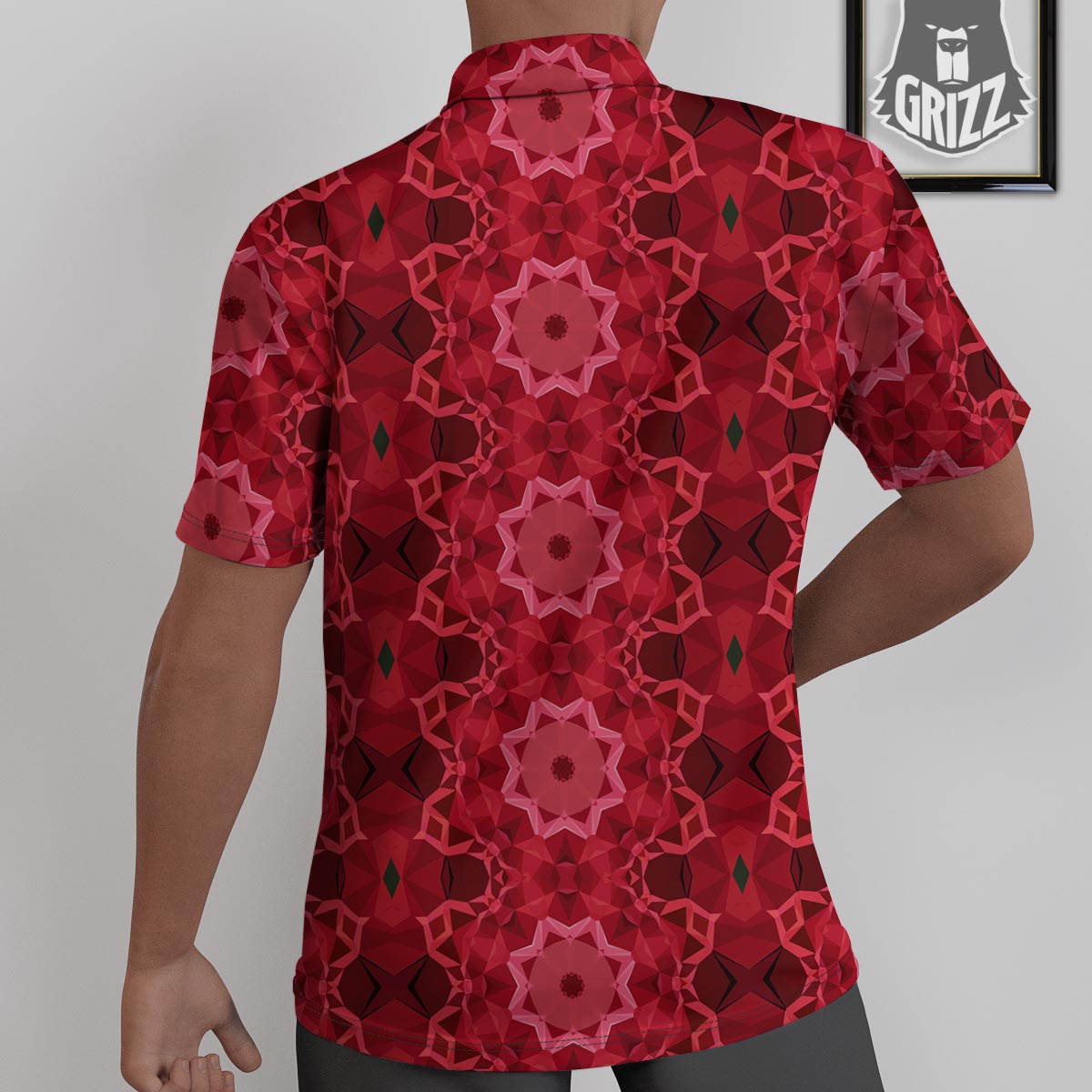 Kaleidoscope Red Print Pattern Untucked Shirts-grizzshop