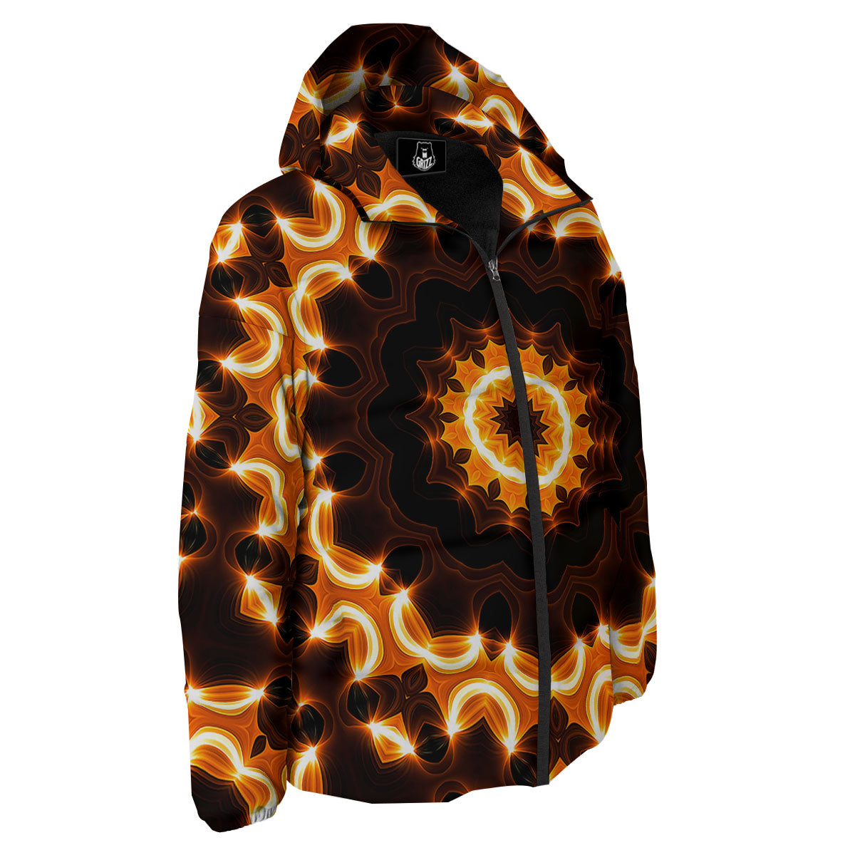 Kaleidoscope Shiny Print Down Jacket-grizzshop