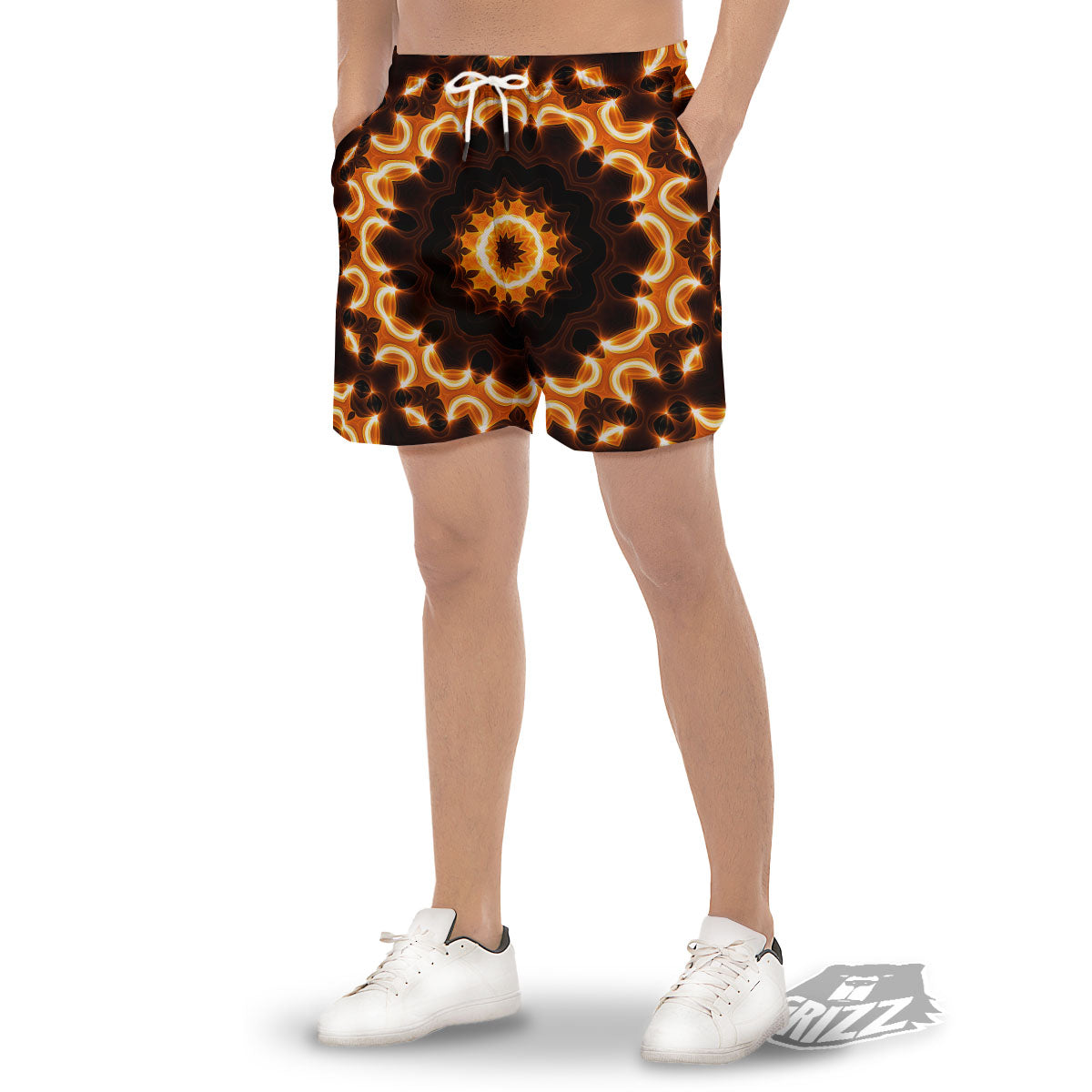 Kaleidoscope Shiny Print Men's Gym Shorts-grizzshop