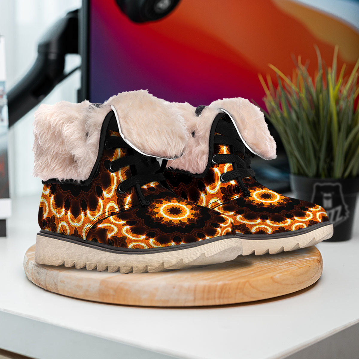 Kaleidoscope Shiny Print Snow Boots-grizzshop