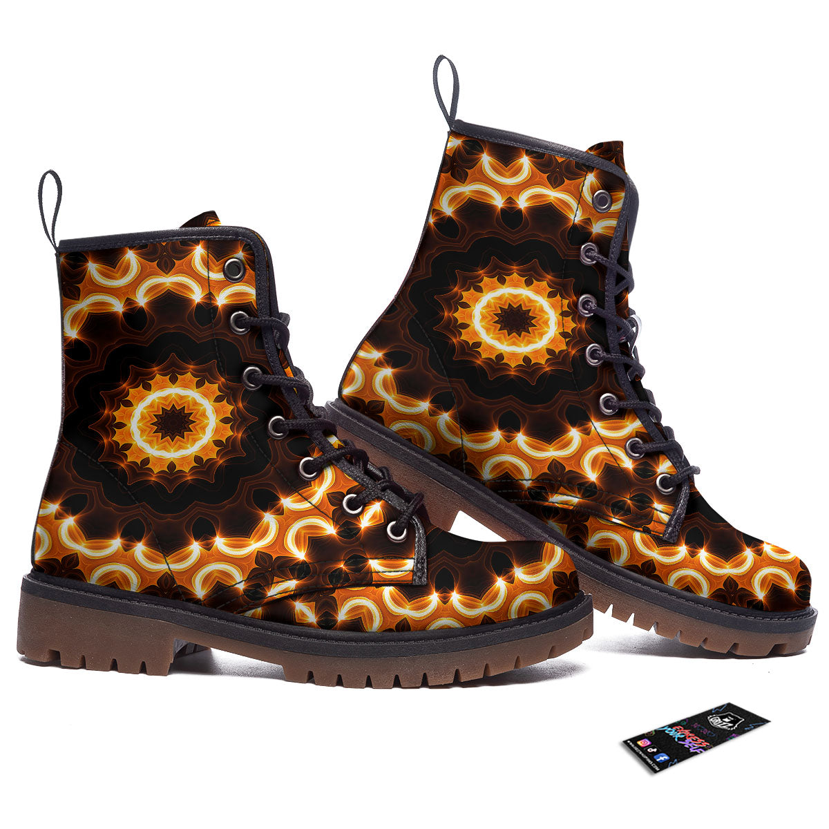Kaleidoscope Shiny Print Work Boots-grizzshop