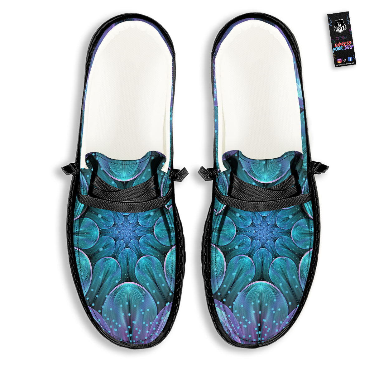 Kaleidoscope Sparkle Print Black Loafers-grizzshop