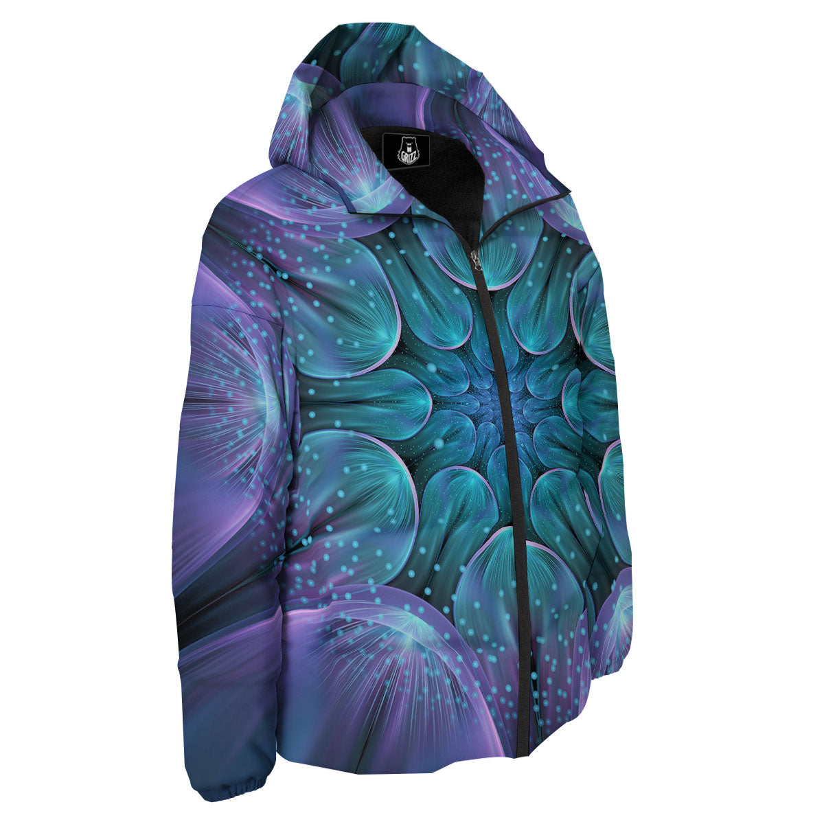 Kaleidoscope Sparkle Print Down Jacket-grizzshop
