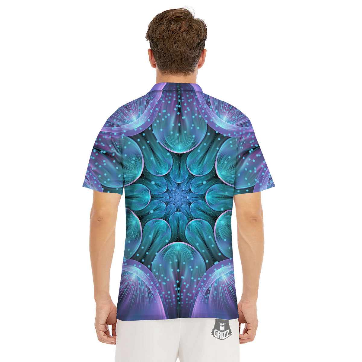 Kaleidoscope Sparkle Print Men's Golf Shirts-grizzshop