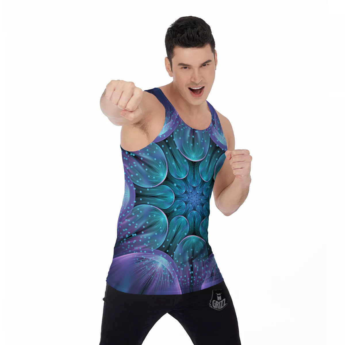 Kaleidoscope Sparkle Print Men's Tank Top-grizzshop