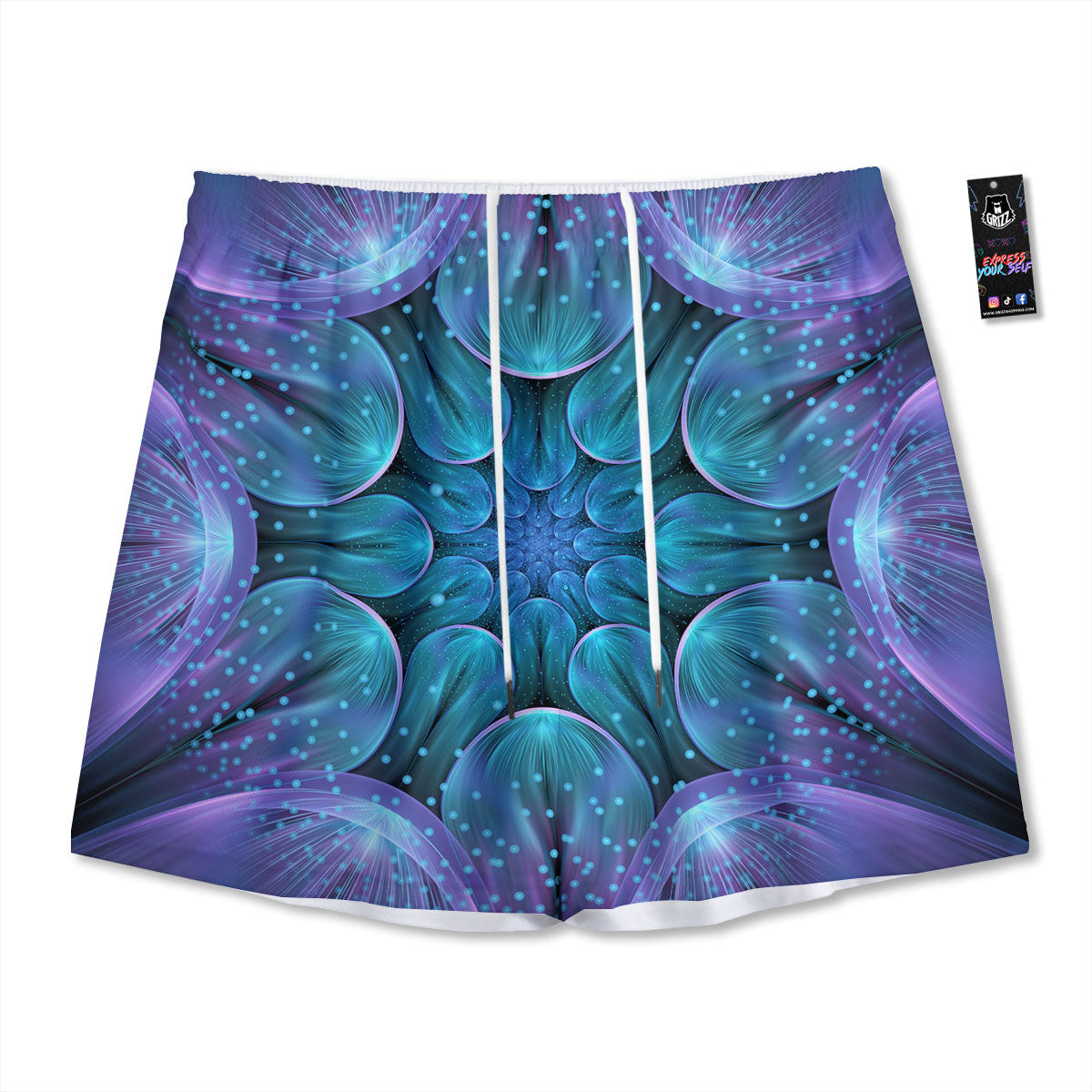 Kaleidoscope Sparkle Print Mesh Shorts