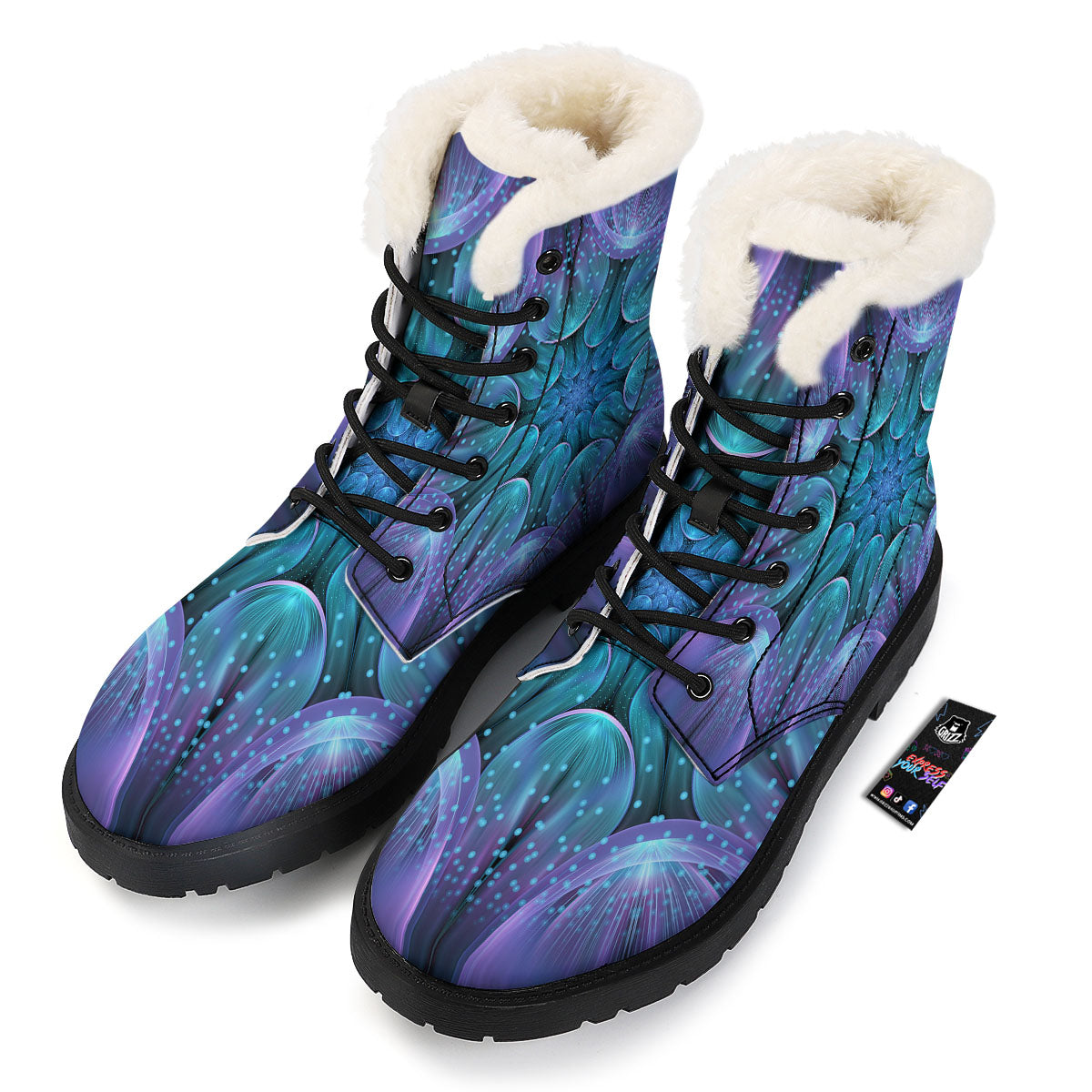 Kaleidoscope Sparkle Print Winter Boots-grizzshop
