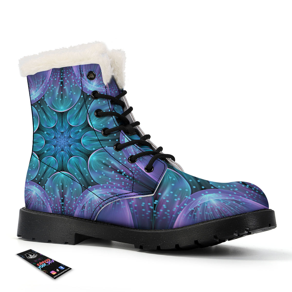 Kaleidoscope Sparkle Print Winter Boots-grizzshop