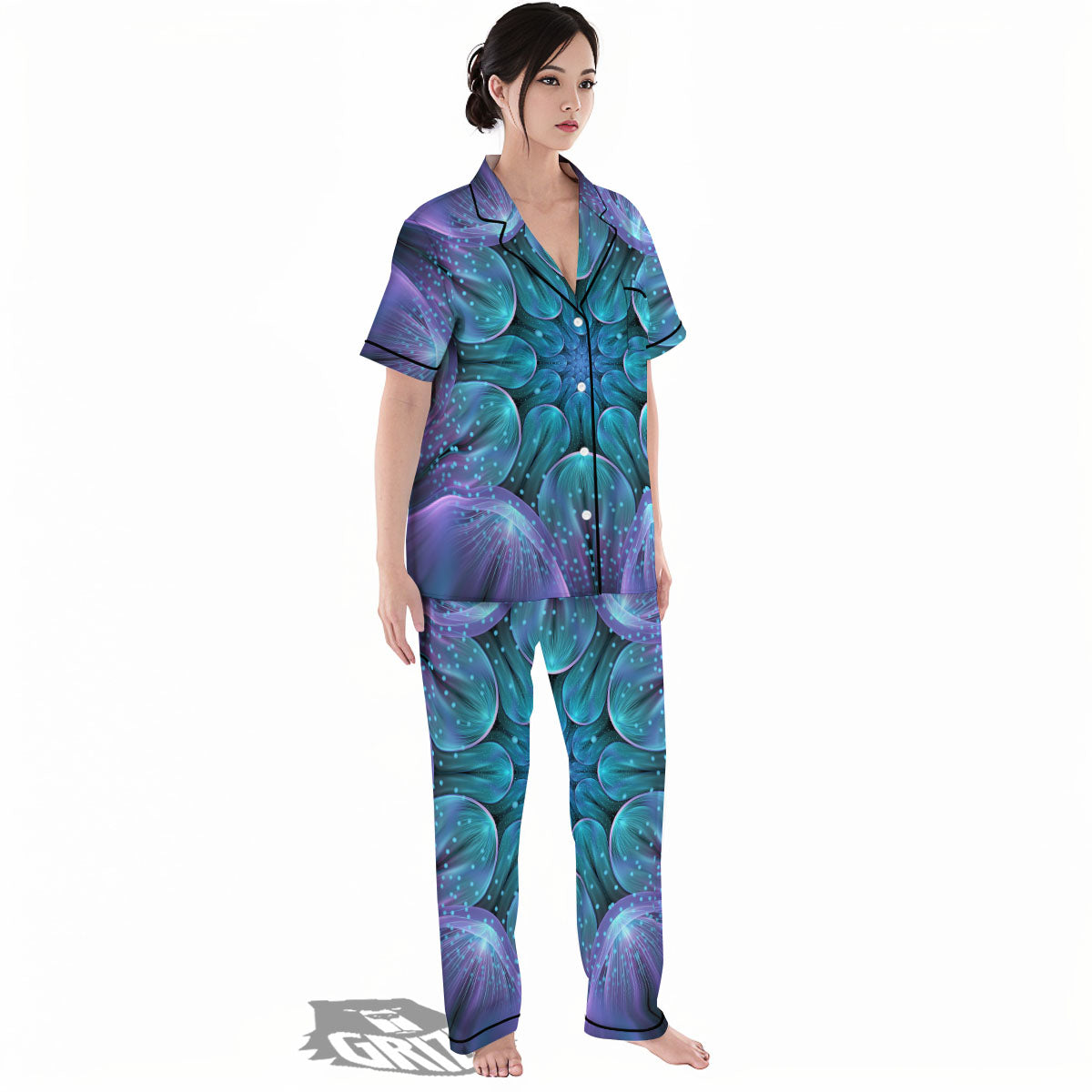 Kaleidoscope Sparkle Print Women's Pajamas Set-grizzshop