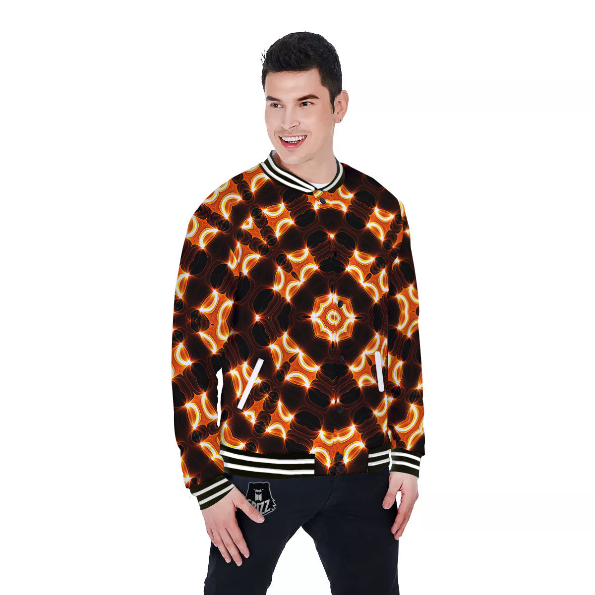 Kaleidoscope Spot Yellow Print Baseball Jacket-grizzshop