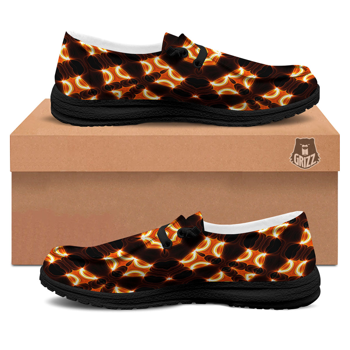 Kaleidoscope Spot Yellow Print Black Loafers-grizzshop
