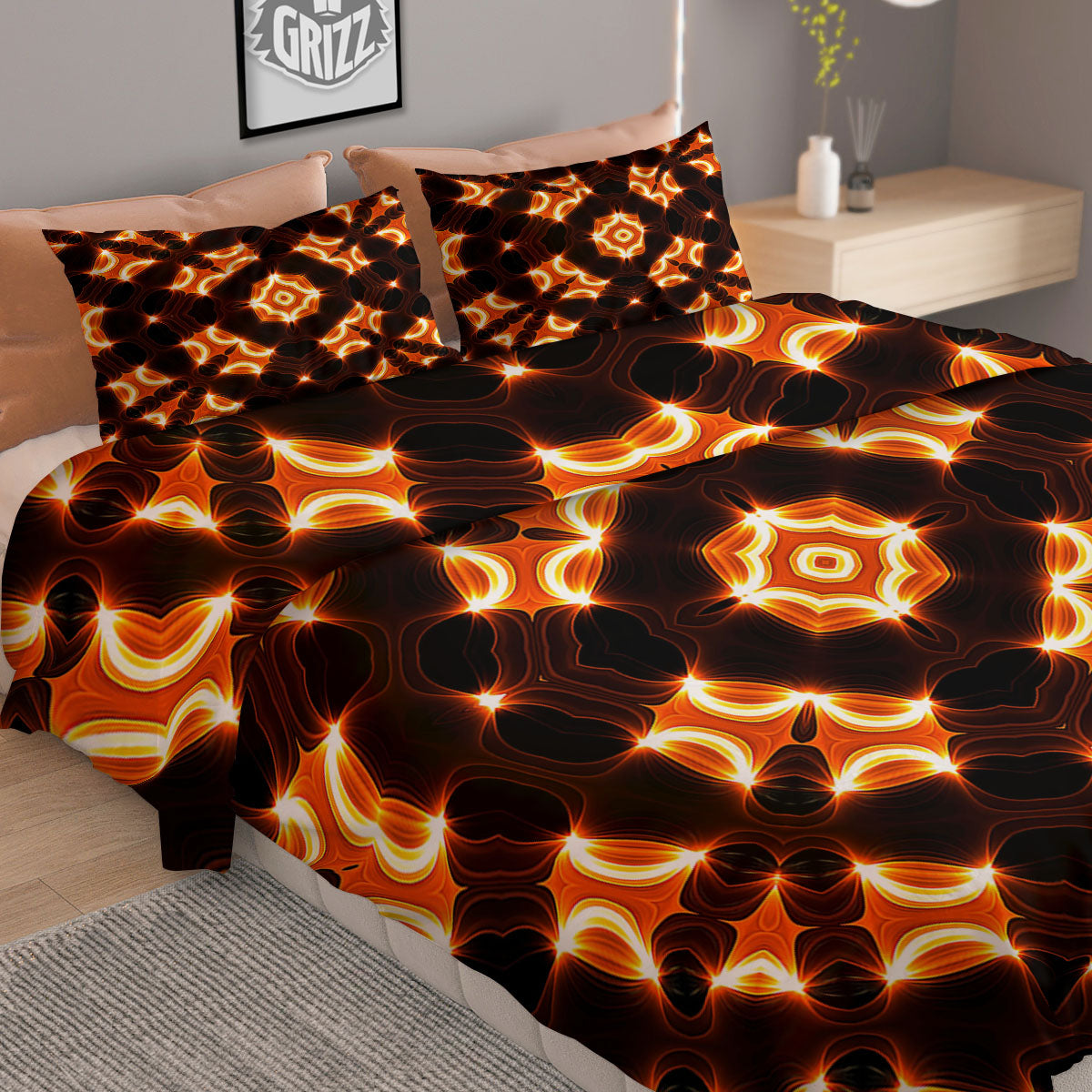Kaleidoscope Spot Yellow Print Duvet Cover Bedding Set