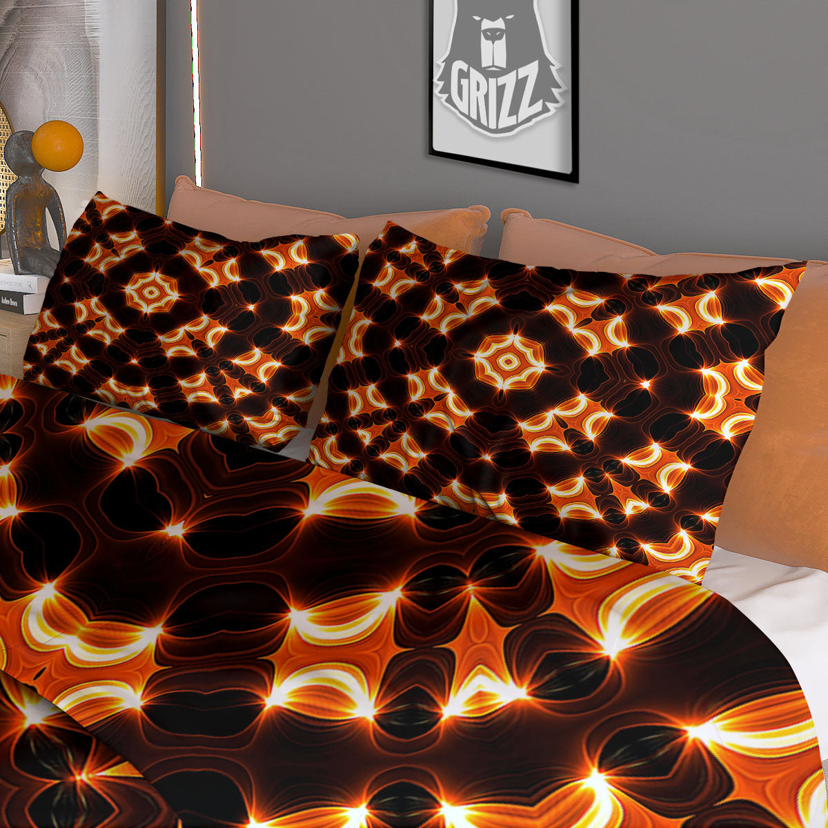 Kaleidoscope Spot Yellow Print Duvet Cover Bedding Set