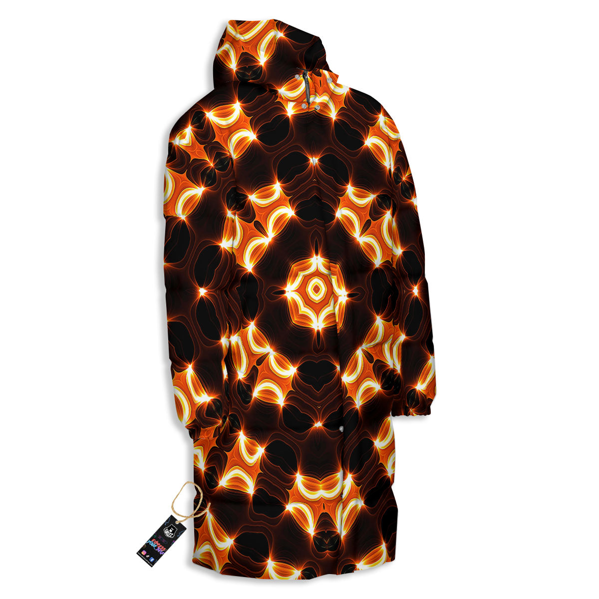 Kaleidoscope Spot Yellow Print Long Down Jacket-grizzshop