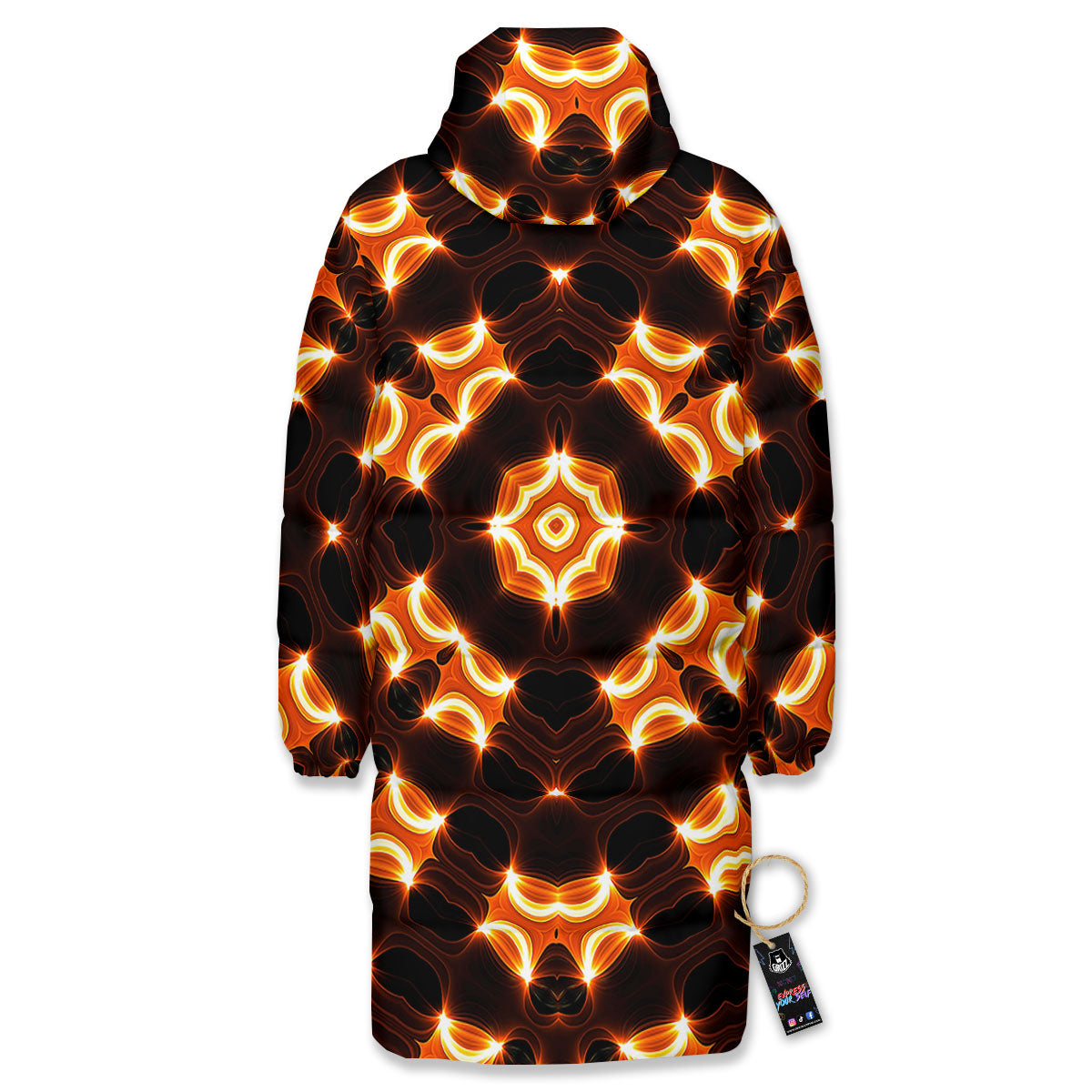 Kaleidoscope Spot Yellow Print Long Down Jacket-grizzshop