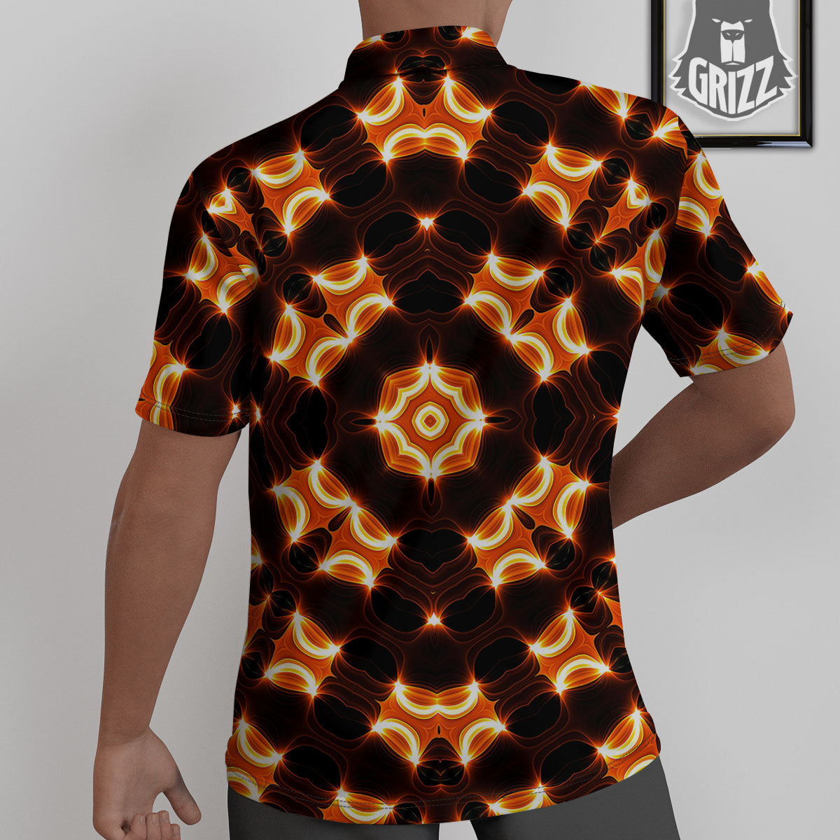 Kaleidoscope Spot Yellow Print Untucked Shirts-grizzshop