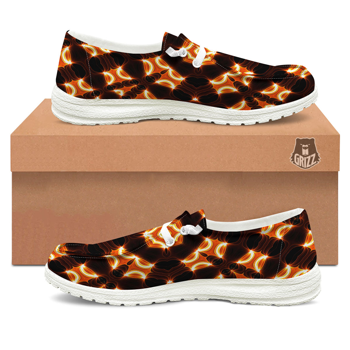Kaleidoscope Spot Yellow Print White Loafers-grizzshop