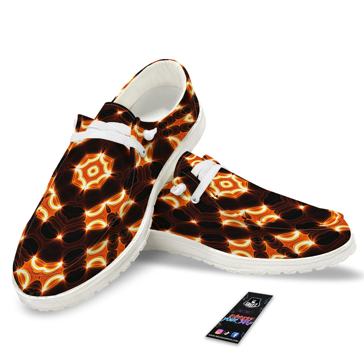 Kaleidoscope Spot Yellow Print White Loafers-grizzshop