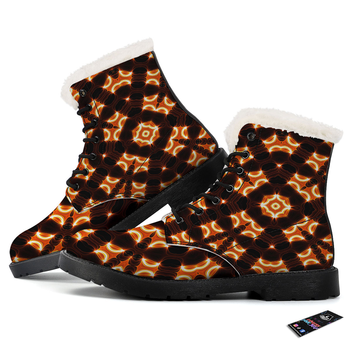 Kaleidoscope Spot Yellow Print Winter Boots-grizzshop