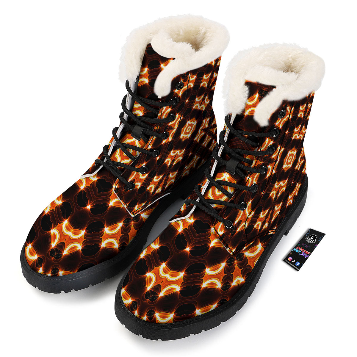 Kaleidoscope Spot Yellow Print Winter Boots-grizzshop