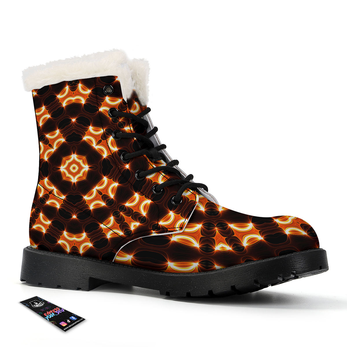 Kaleidoscope Spot Yellow Print Winter Boots-grizzshop