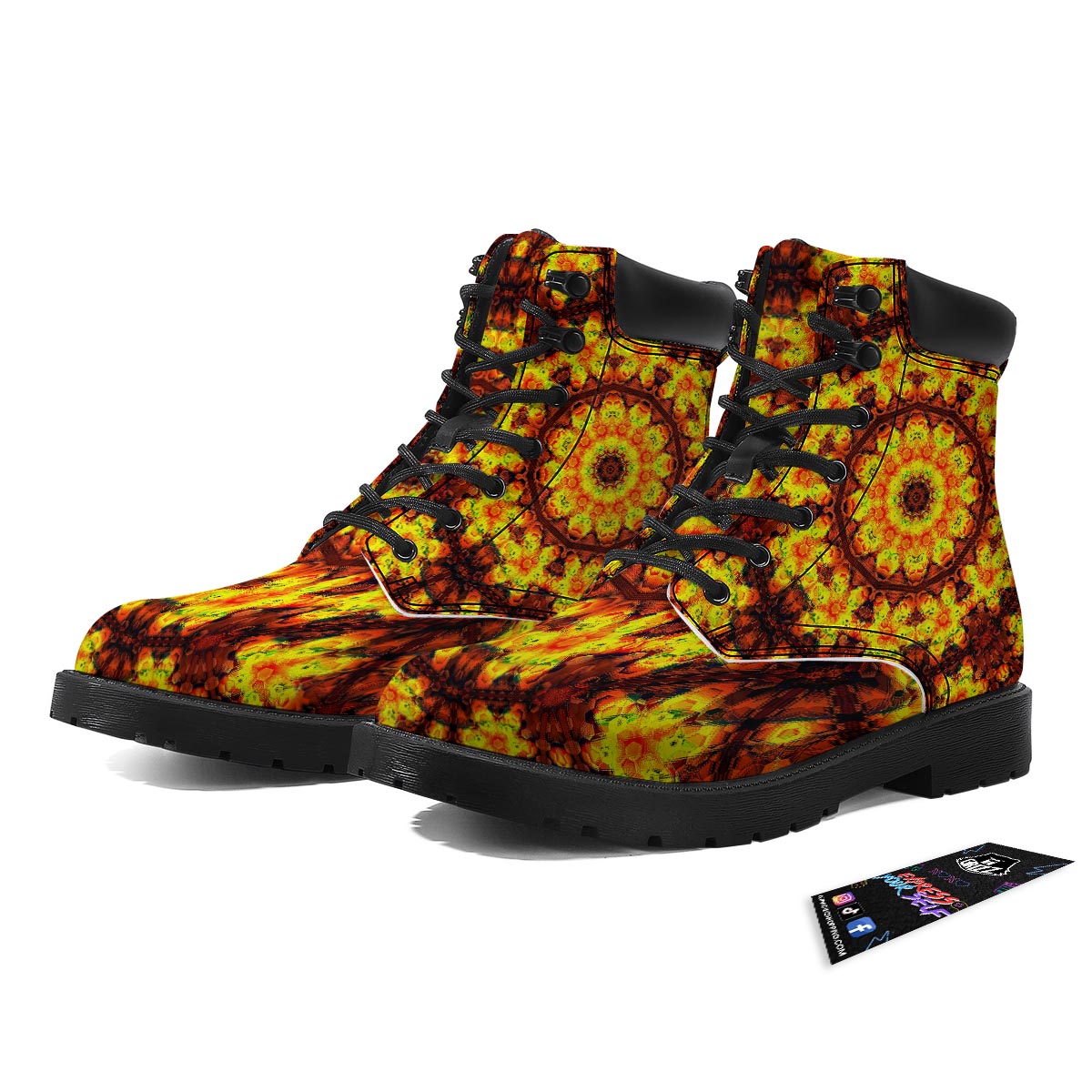 Kaleidoscope Sun Fire Print Boots-grizzshop