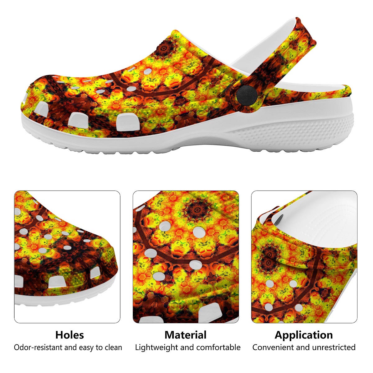 Kaleidoscope Sun Fire Print Clog-grizzshop