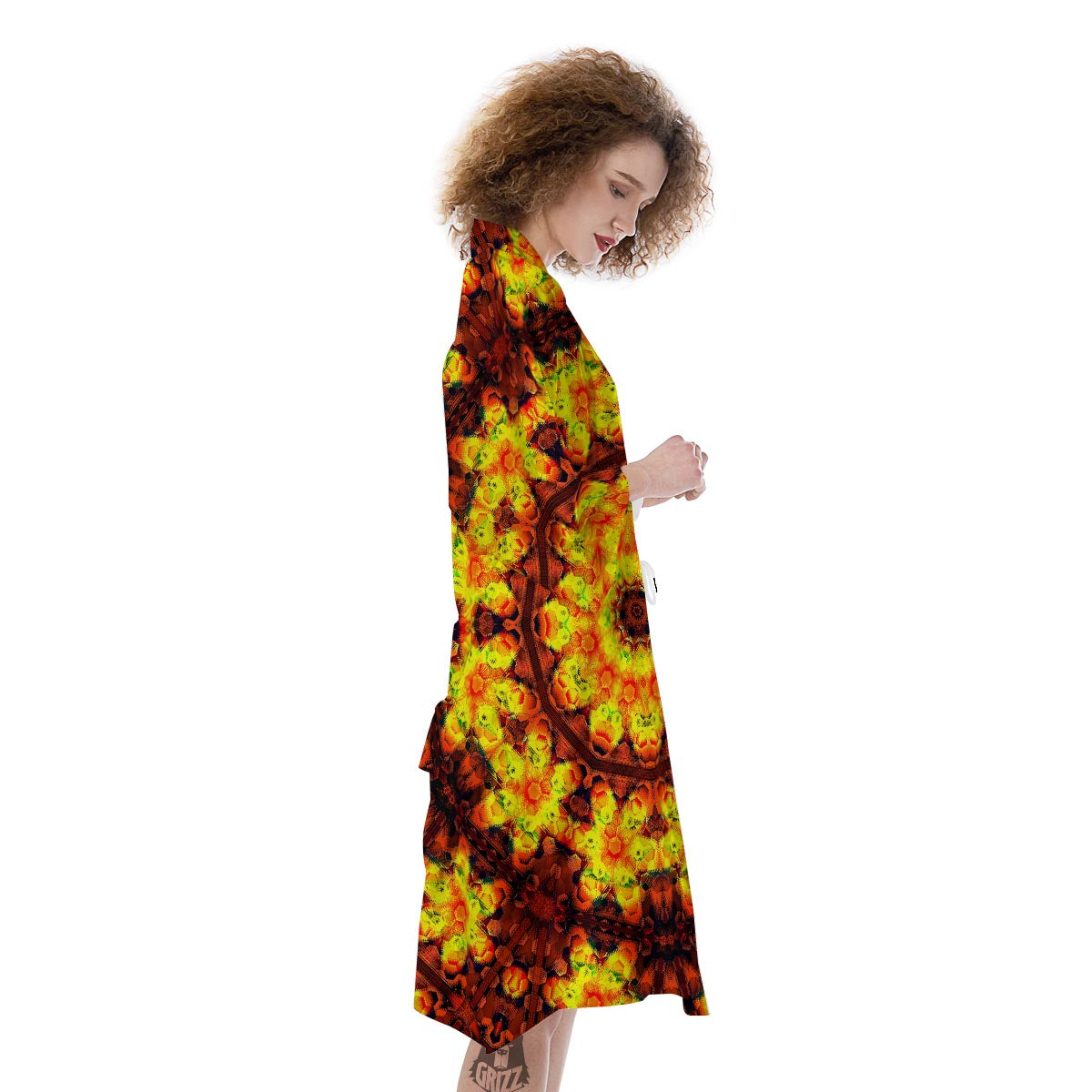 Kaleidoscope Sun Fire Print Kimono-grizzshop