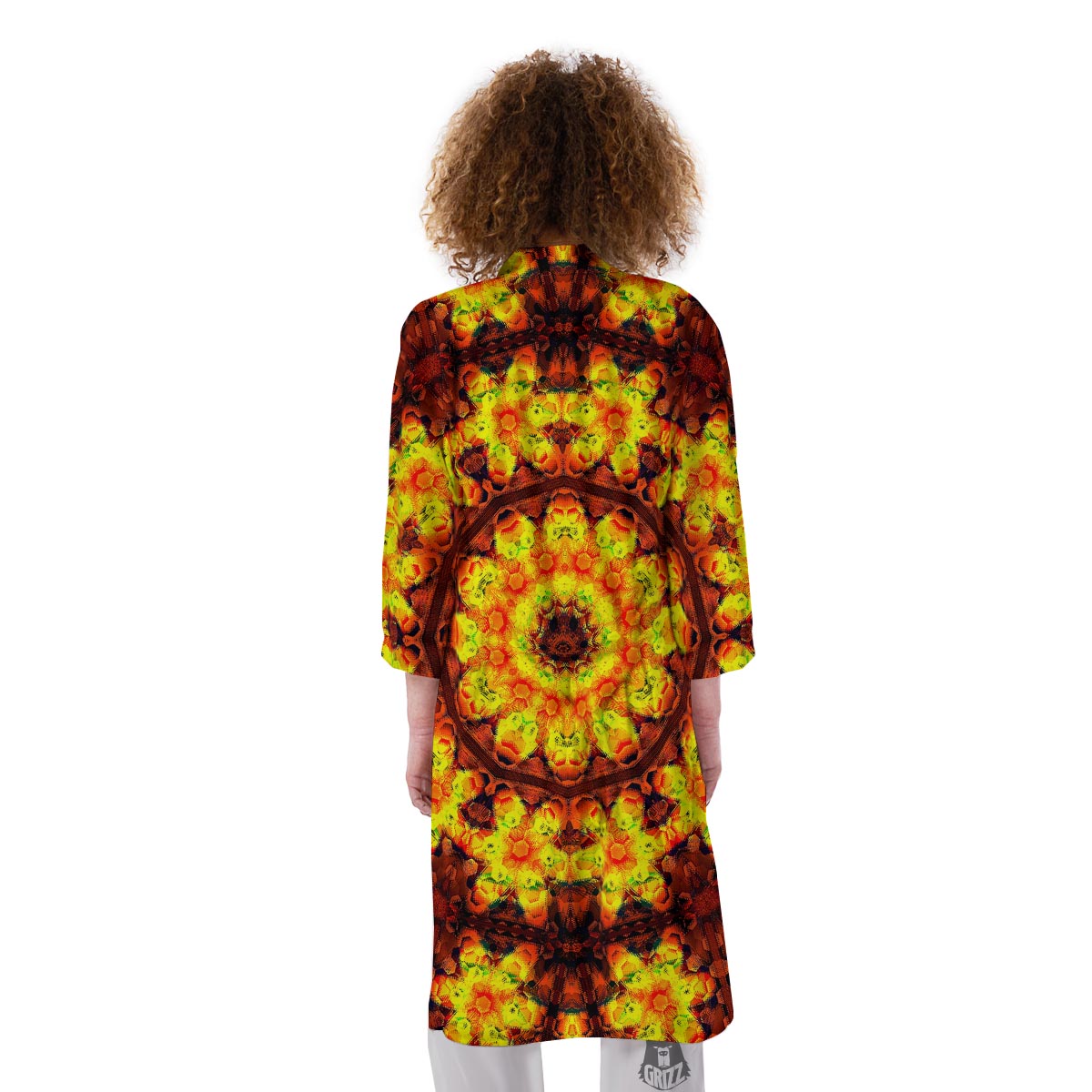 Kaleidoscope Sun Fire Print Kimono-grizzshop