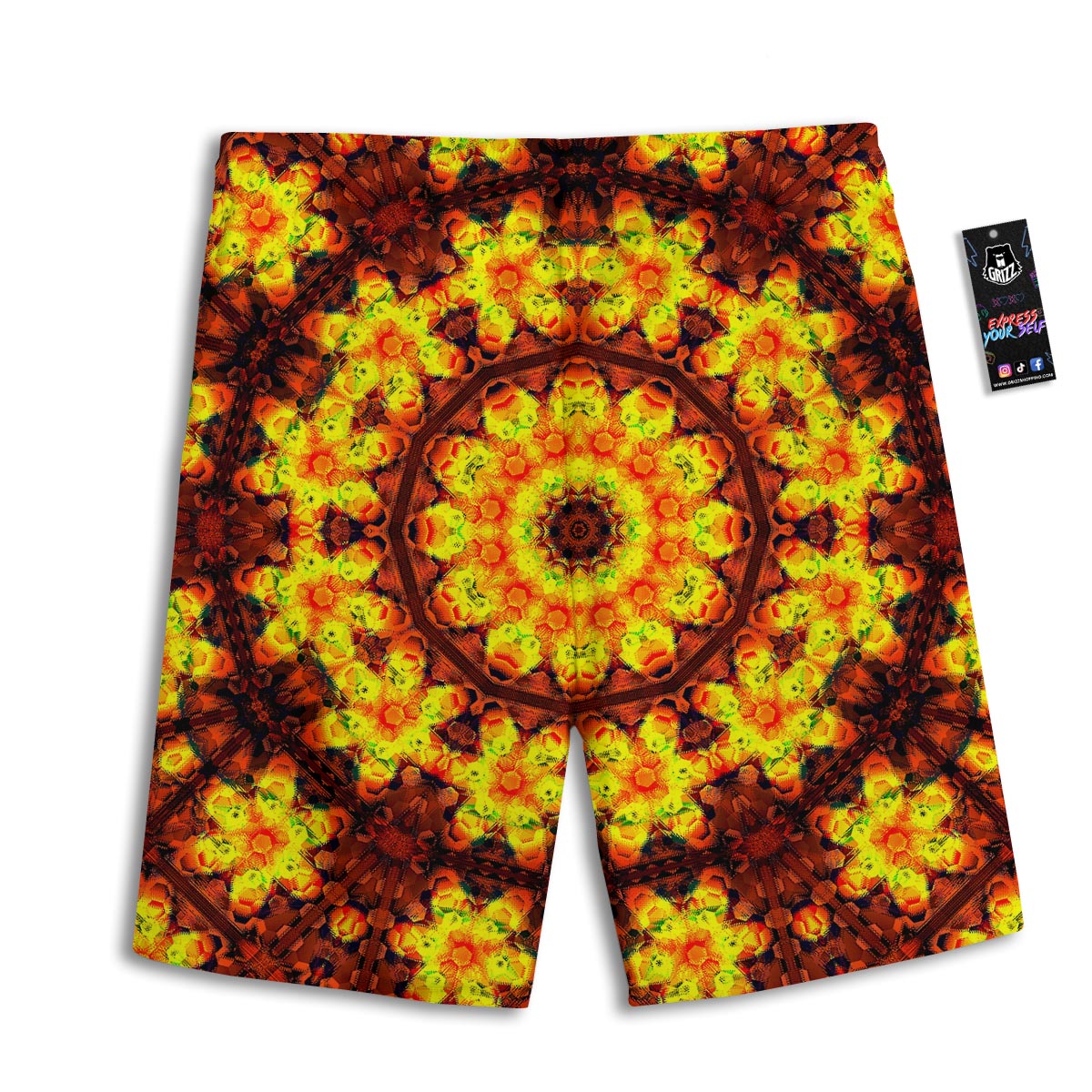 Kaleidoscope Sun Fire Print Men's Athletic Shorts