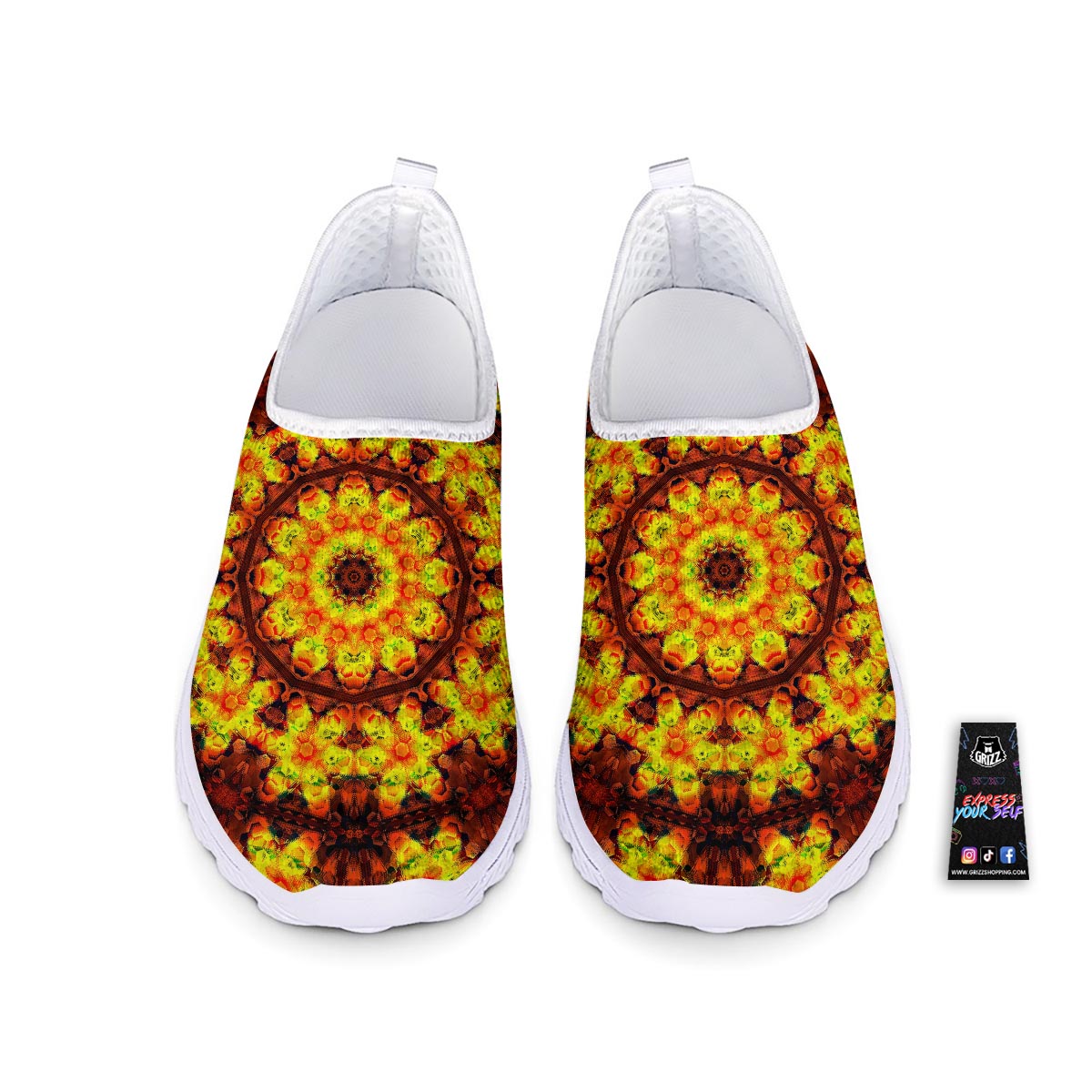 Kaleidoscope Sun Fire Print Nurse Shoes-grizzshop