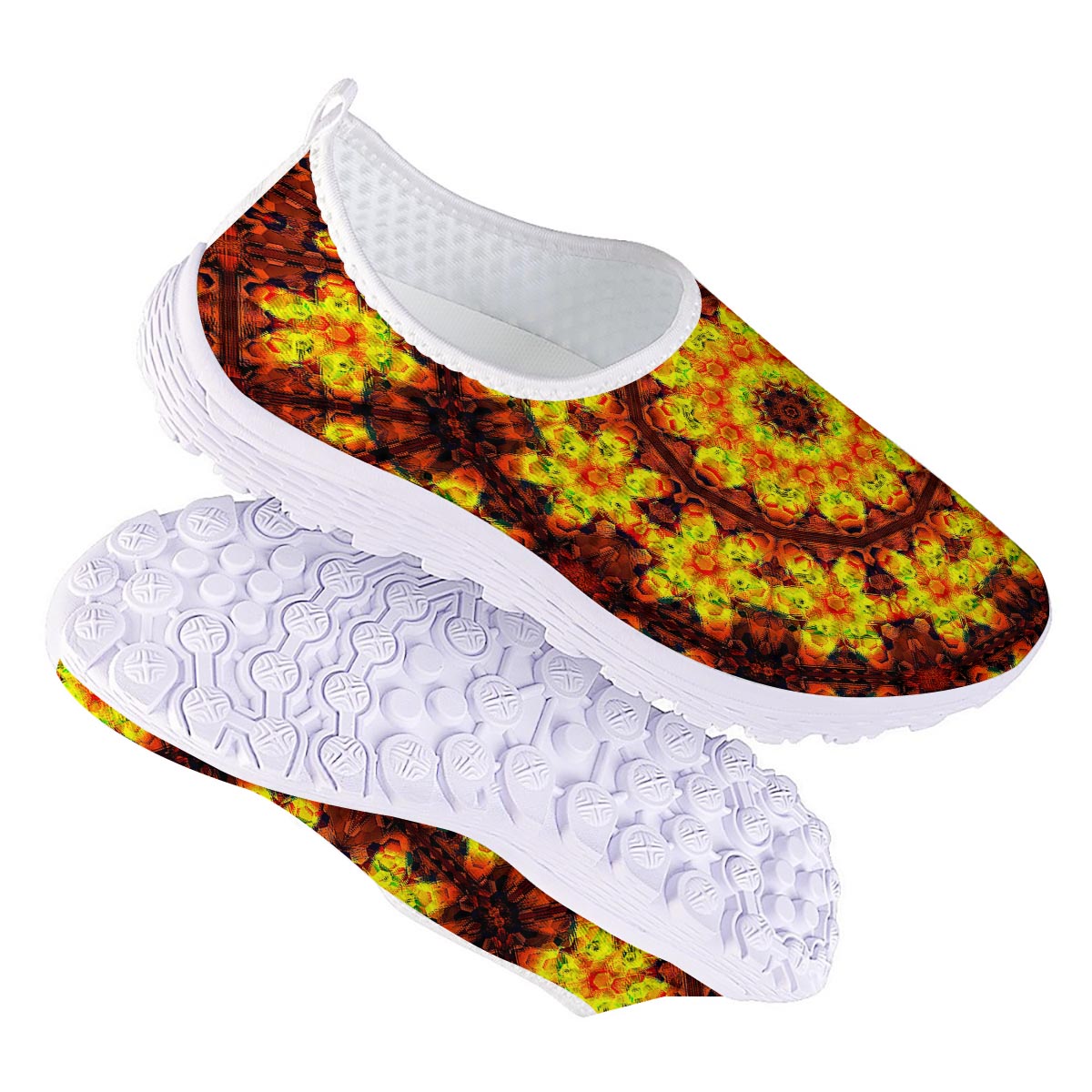 Kaleidoscope Sun Fire Print Nurse Shoes-grizzshop