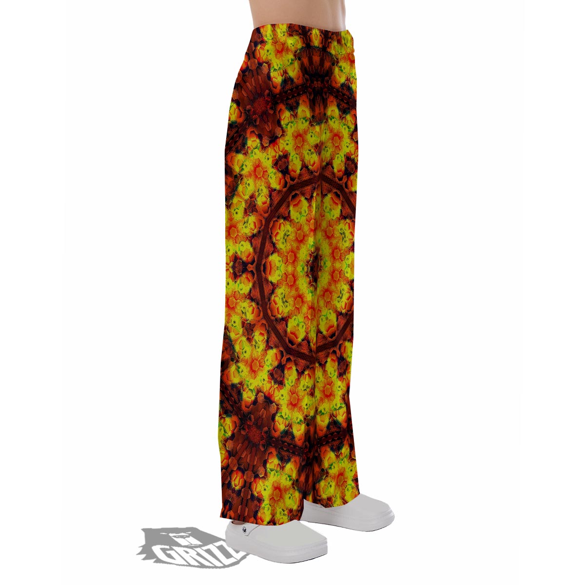 Kaleidoscope Sun Fire Print Pajama Pants-grizzshop