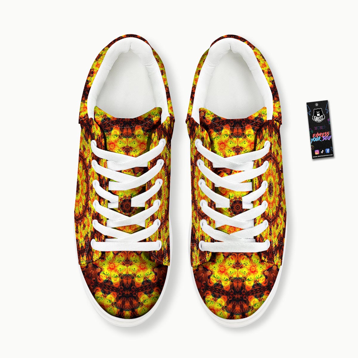 Kaleidoscope Sun Fire Print Platform Shoes-grizzshop