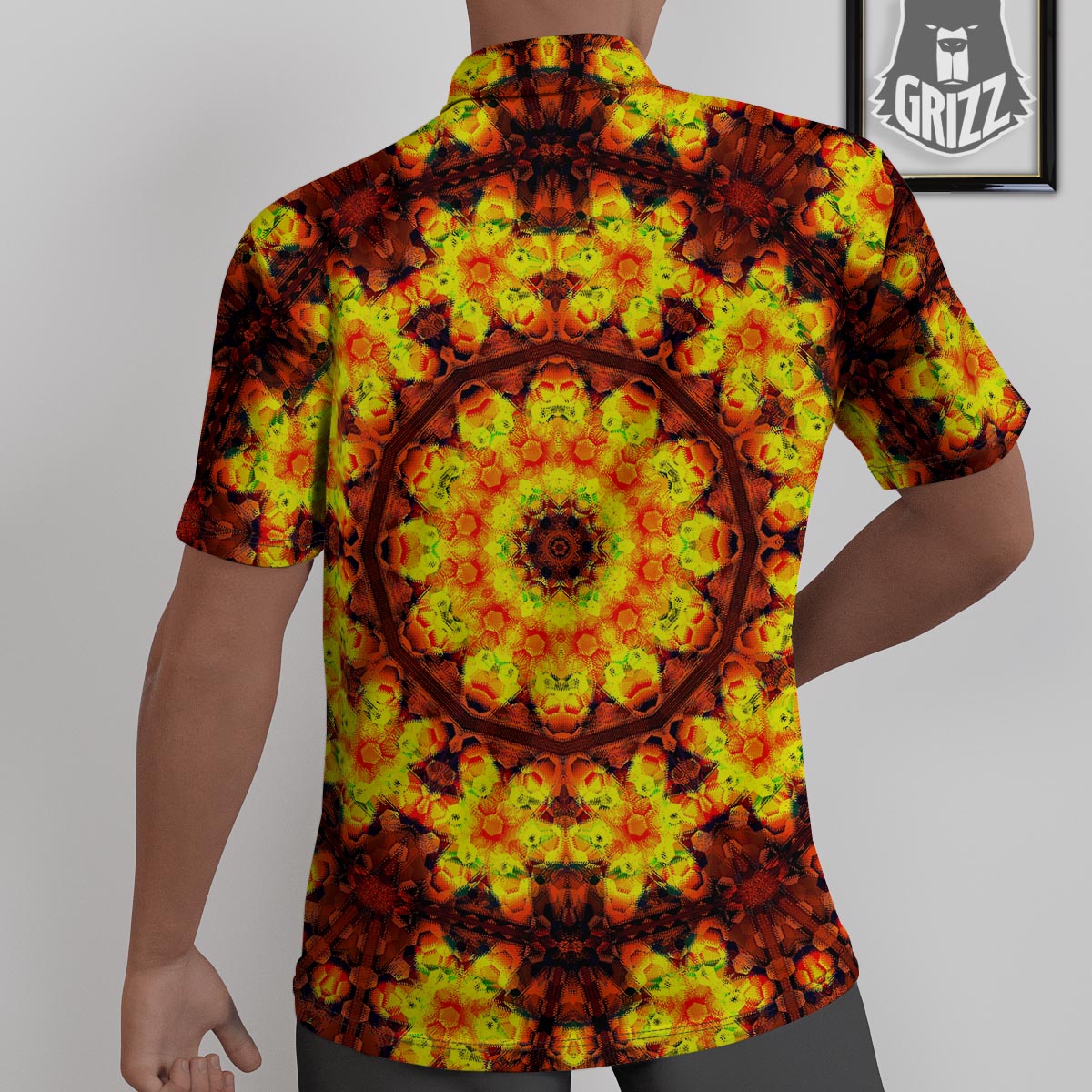 Kaleidoscope Sun Fire Print Untucked Shirts-grizzshop
