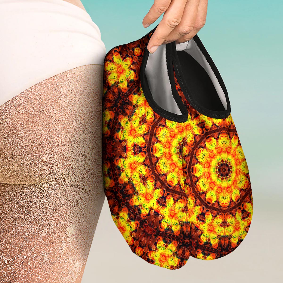 Kaleidoscope Sun Fire Print Water Shoes-grizzshop