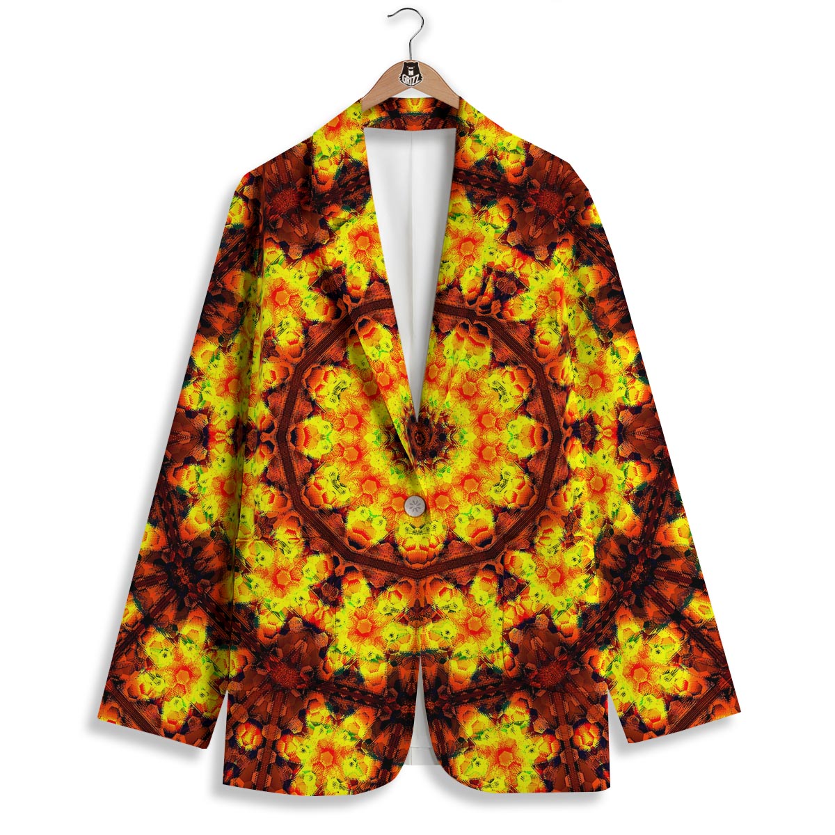 Kaleidoscope Sun Fire Print Women's Blazer-grizzshop