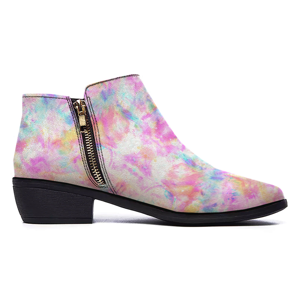 Kaleidoscope Tie Dye Pastel Print Pattern Ankle Boots-grizzshop
